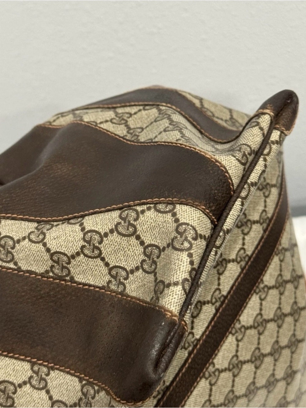 Vintage Gucci Beige & Brown GG Canvas Travel Duffel 40 - Picture 4 of 7